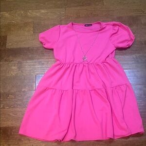 Chic Pink Smocked Sundress with Puff Sleeves